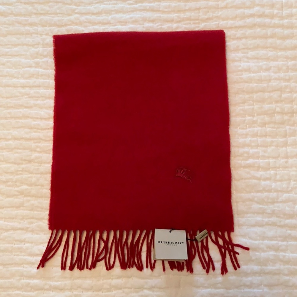 Burberry red wool scarf 60” x 12” unisex